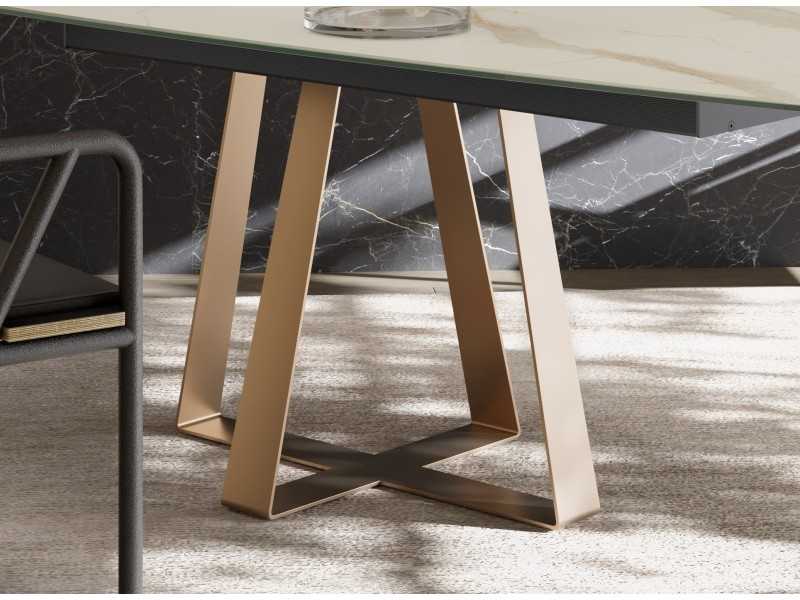 Table à manger extensible avec plateau ovale en porcelaine - ANASTASIE