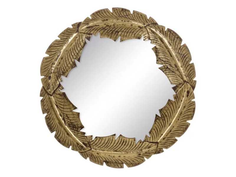 Golden round mirror - FOGLIE