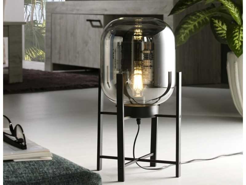 Steel and glass table lamp - CAPSULE SILVER