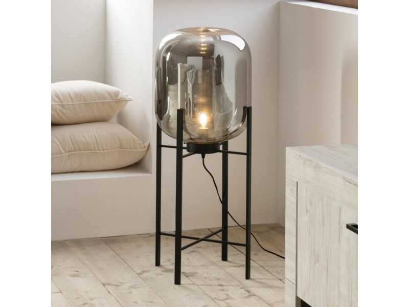 Steel and glass floor lamp - CAPSULE SILVER