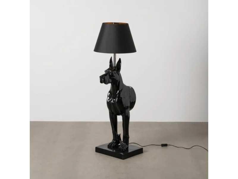 Glossy black resin floor lamp - CHIEN