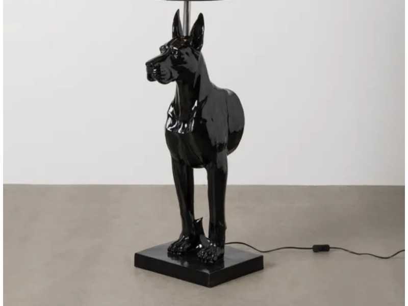 Glossy black resin floor lamp - CHIEN