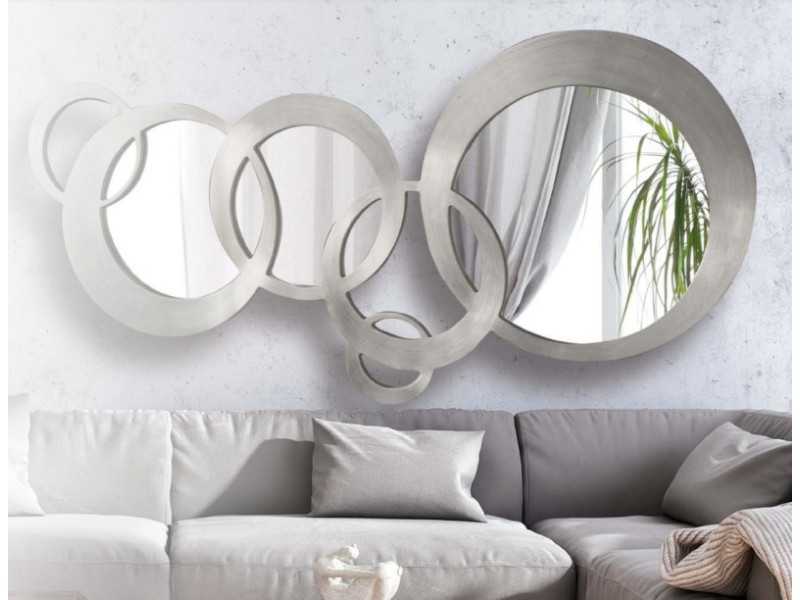 Modern mirror in silver leaf finish - AMBAR