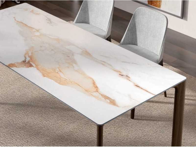Mesa de comedor extensible en madera de roble con tapa porcelánico - FACILE