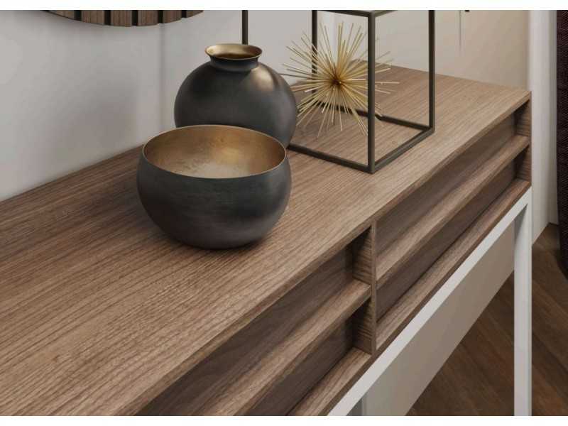 Console in American walnut with lacquered steel base - CHARLOTTE