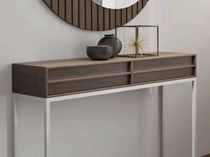 Console in American walnut with lacquered steel base - CHARLOTTE