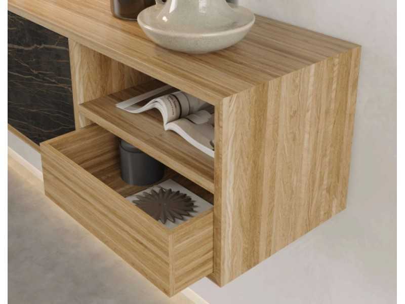 Console en chêne avec détail en porcelaine - ARIES
