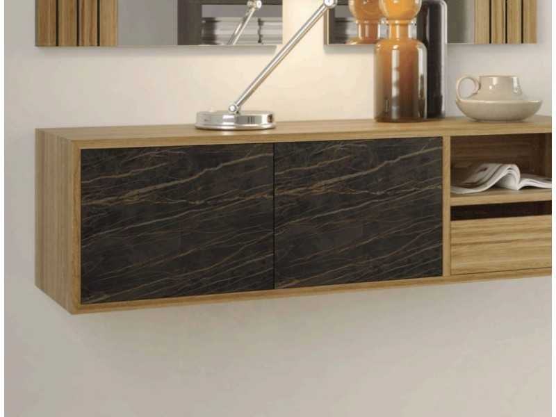 Console en chêne avec détail en porcelaine - ARIES