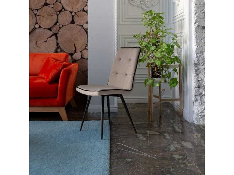 Chaise tapissé design nordique avec structure en acier - ANTOINE ACIER