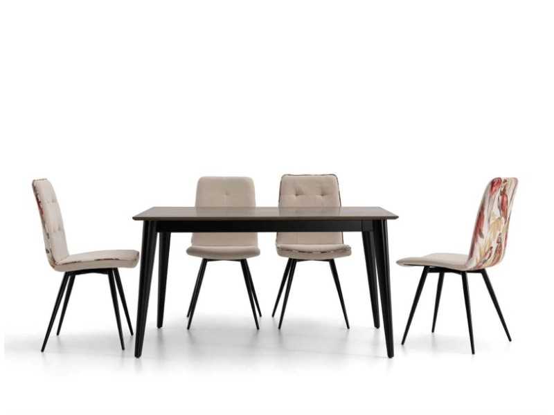 Chaise tapissé design nordique avec structure en acier - ANTOINE ACIER