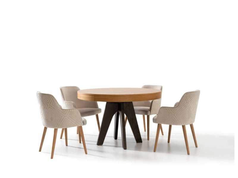 Chaise avec accoudoirs et pieds en bois massif - ANNETTE