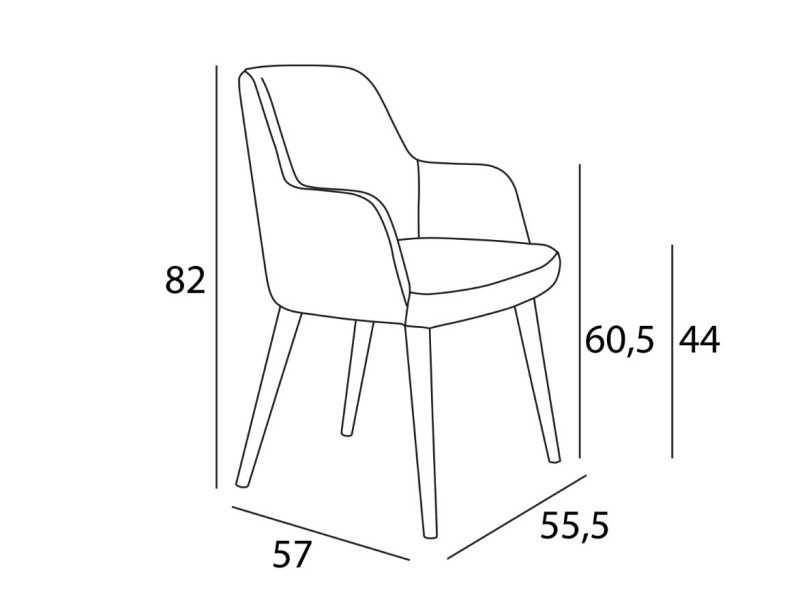 Chaise avec accoudoirs et pieds en bois massif - ANNETTE