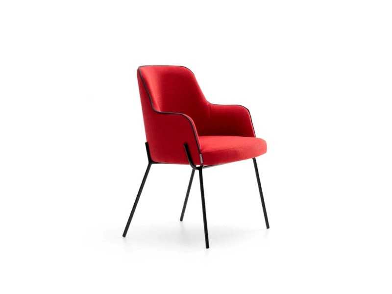 Chair with lacquered steel arms and legs - ANNETTE ACIER