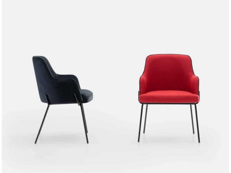 Chaise avec accoudoirs et pieds en acier laqué - ANNETTE ACIER