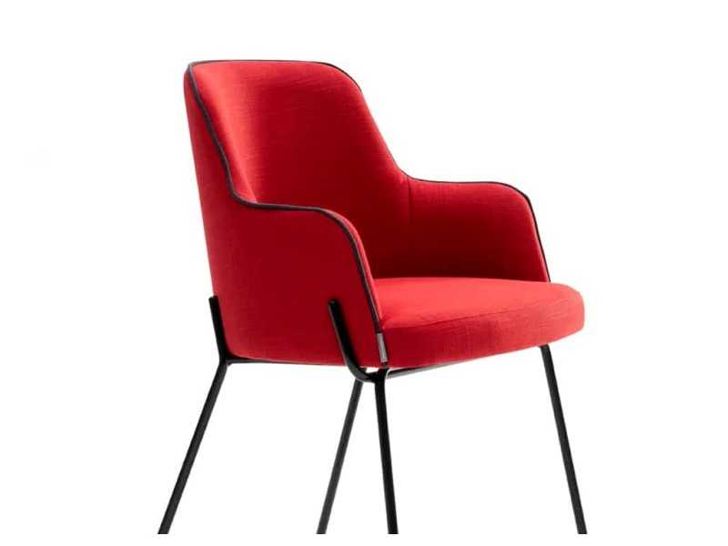 Silla con brazos y patas de acero lacado - ANNETTE ACIER