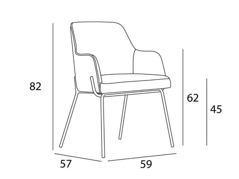 Silla con brazos y patas de acero lacado - ANNETTE ACIER