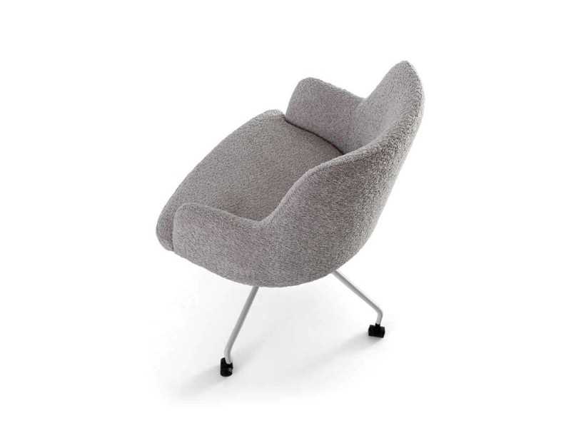 Fauteuil pivotant avec accoudoirs et pieds en acier - ANNETTE SWIVEL