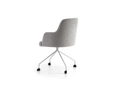 Swivel armchair with steel arms and legs - ANNETTE SWIVEL Swivel armchair with steel arms and legs - ANNETTE SWIVEL
