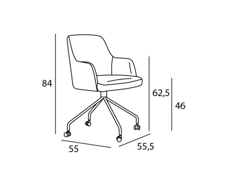 Fauteuil pivotant avec accoudoirs et pieds en acier - ANNETTE SWIVEL