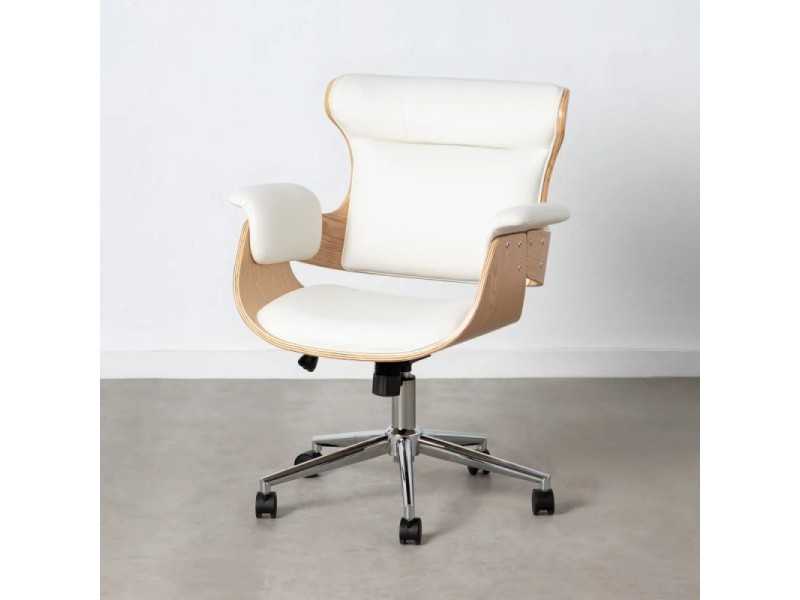 Fauteuil de bureau pivotant en cuir synthétique blanc - ENNIO BLANC