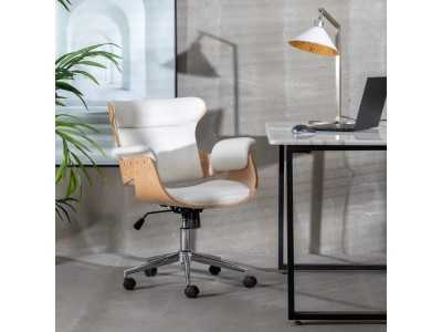 Sillón giratoria de oficina en piel sintética blanco - ENNIO BLANC
