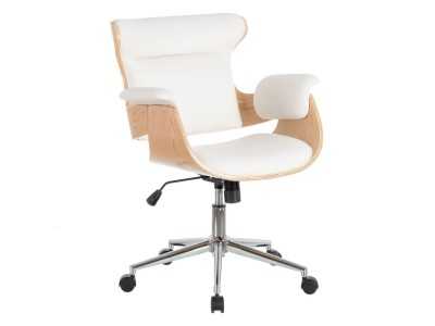 Sillón giratoria de oficina en piel sintética blanco - ENNIO BLANC