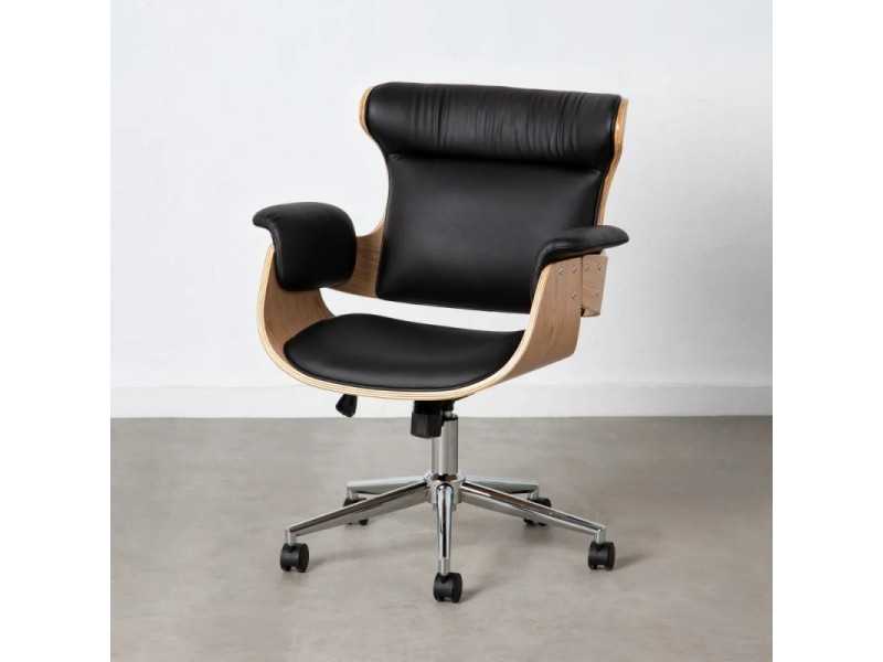 Swivel office armchair in black synthetic leather - ENNIO NOIR