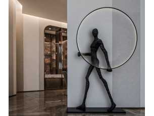 Black lacquered fiberglass sculpture lamp - HOMME