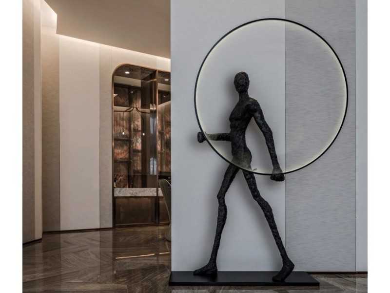 Lámpara escultura de fibra de vidrio lacado negro - HOMME