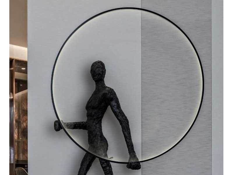 Lámpara escultura de acero inoxidable negro - HOMME