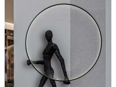 Lámpara escultura de acero inoxidable negro - HOMME