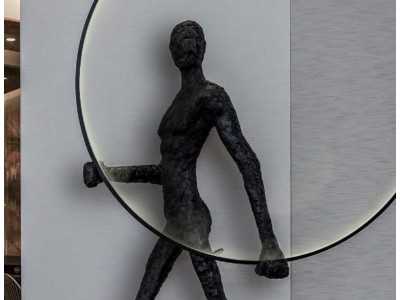 Lámpara escultura de acero inoxidable negro - HOMME