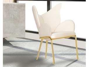 Chaise avec accoudoirs tapissé et piètement en acier inoxydable doré poli - PAPILLON