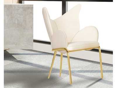 Chaise avec accoudoirs tapissé et piètement en acier inoxydable doré poli - PAPILLON