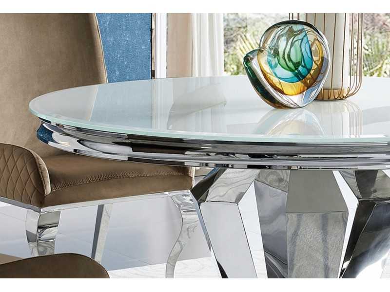 Table à manger fixe ronde en acier inoxydable - LUXE ROND