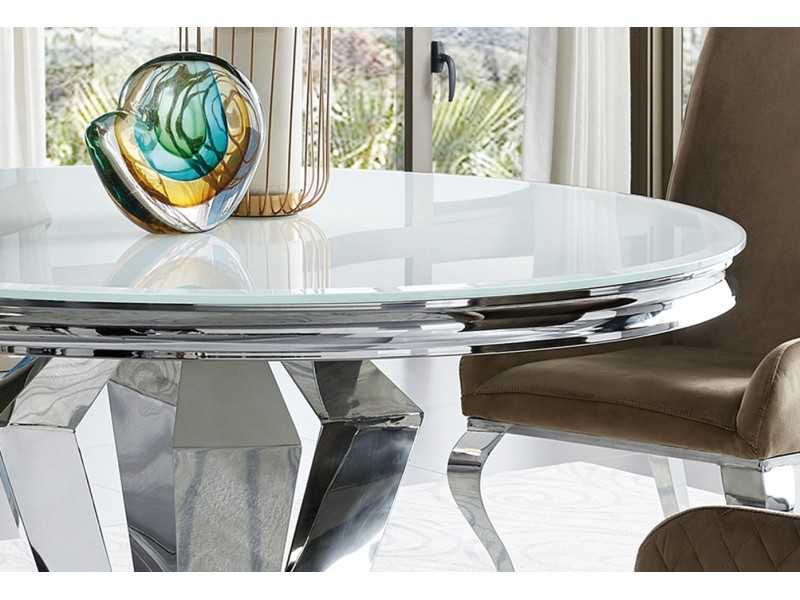 Table à manger fixe ronde en acier inoxydable - LUXE ROND