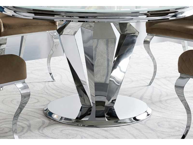 Table à manger fixe ronde en acier inoxydable - LUXE ROND