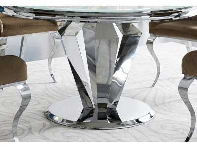 Round fixed dining table in stainless steel - LUXE ROND
