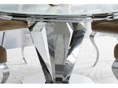 Round fixed dining table in stainless steel - LUXE ROND