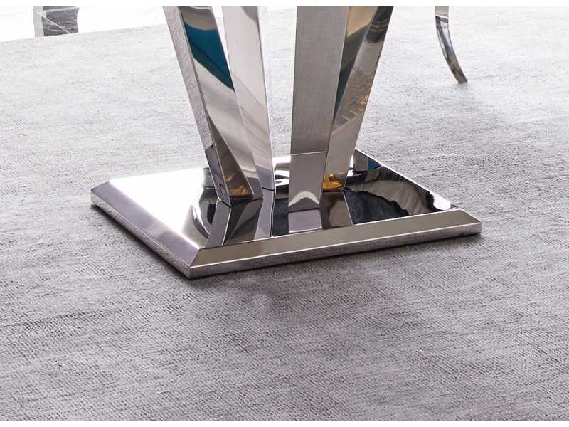 Rectangular and fixed dining table in stainless steel - LUXE