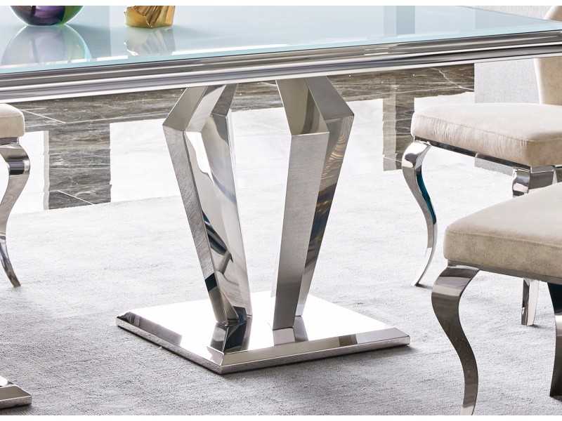 Table à manger rectangulaire et fixe en acier inoxydable - LUXE