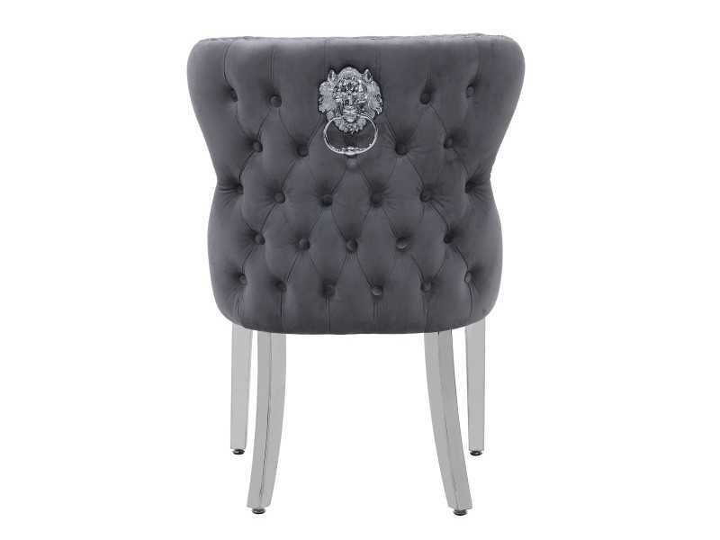 Velvet upholstered designer chair with stainless steel legs - ANATH