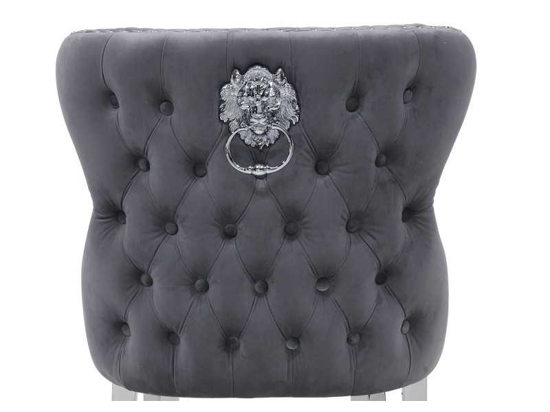 Chaise design tapissée de velours avec pieds en acier inoxydable - ANATH