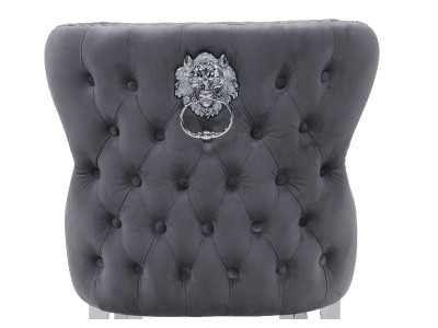 Chaise design tapissée de velours avec pieds en acier inoxydable - ANATH