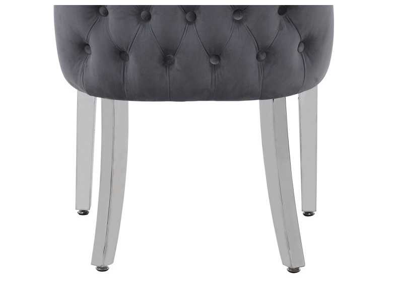 Chaise design tapissée de velours avec pieds en acier inoxydable - ANATH