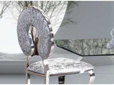 Silla de diseño con estructura en acero inoxidable - CONQUE