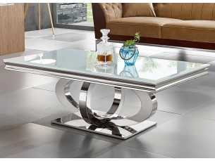 Mesa de centro rectangular en acero inoxidable pulido - AMAL