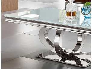 Mesa de centro rectangular en acero inoxidable pulido - AMAL 2