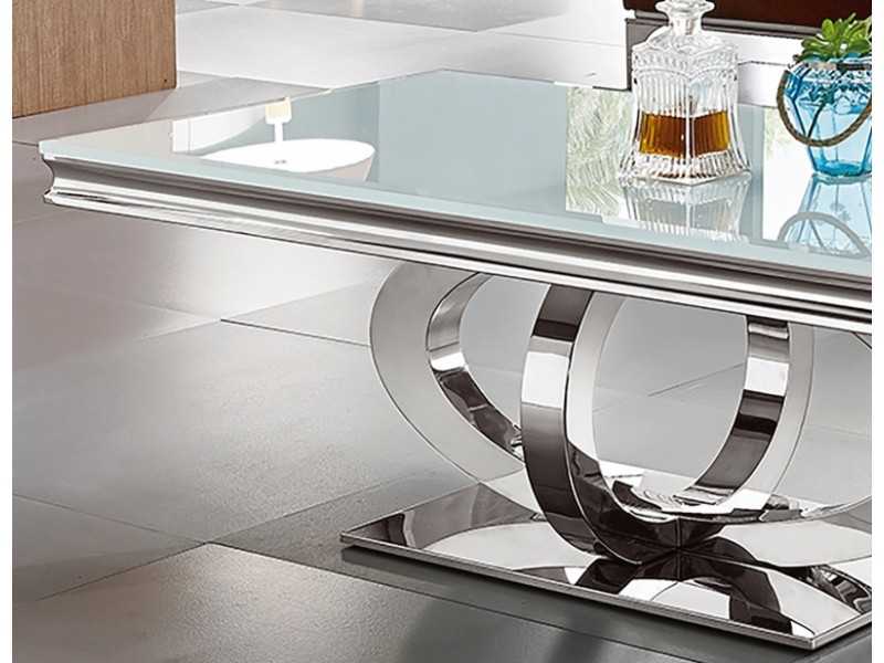 Mesa de centro rectangular en acero inoxidable pulido - AMAL