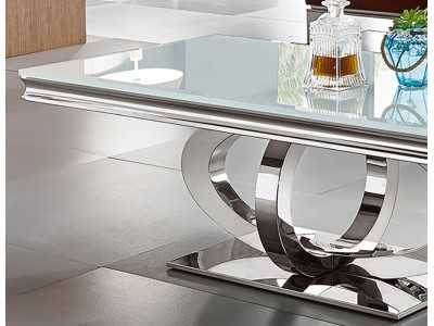 Table basse rectangulaire en acier inoxydable poli - AMAL Table basse rectangulaire en acier inoxydable poli - AMAL
